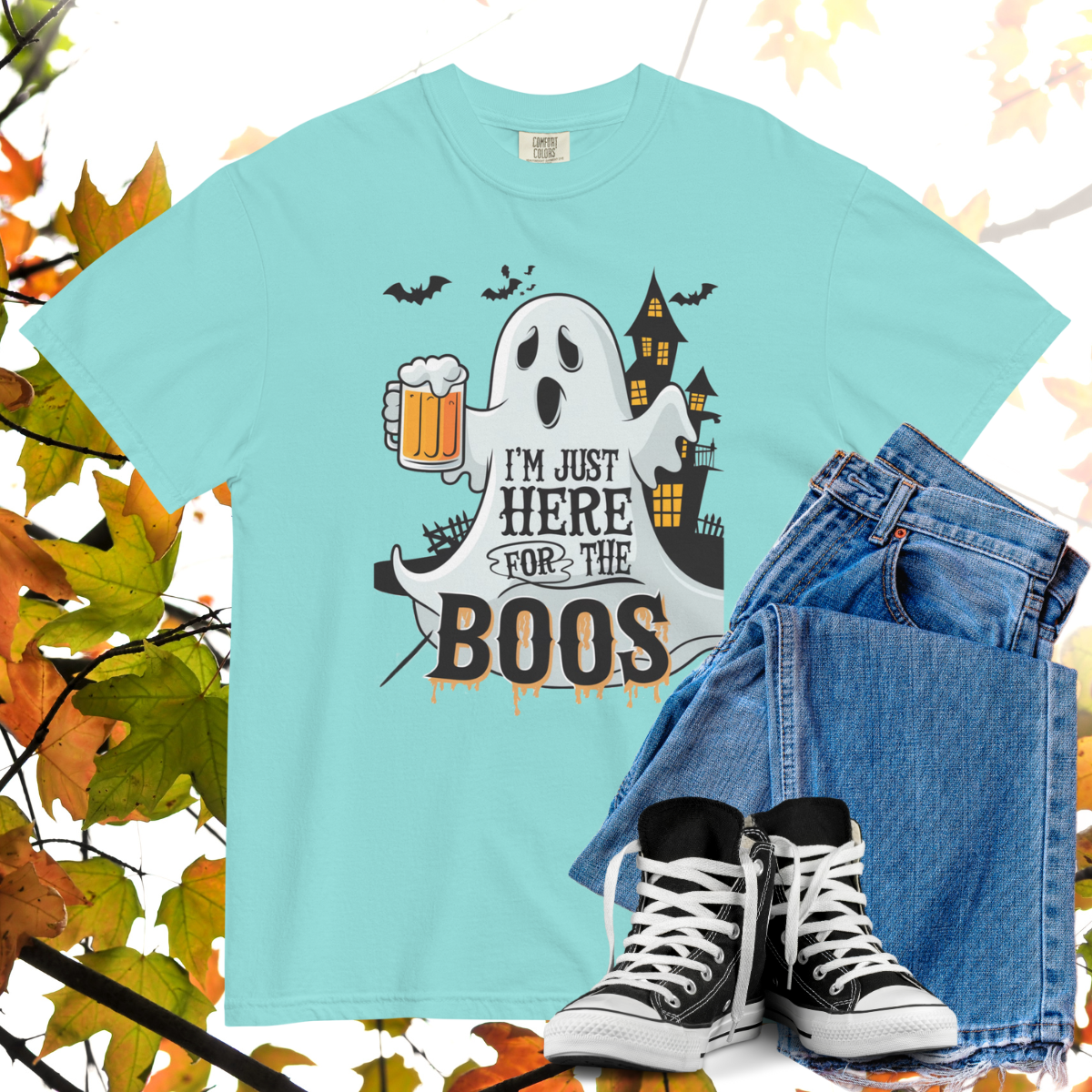 I'm Just Here For The Boos Comfort Colors Heavyweight Halloween T-shirt