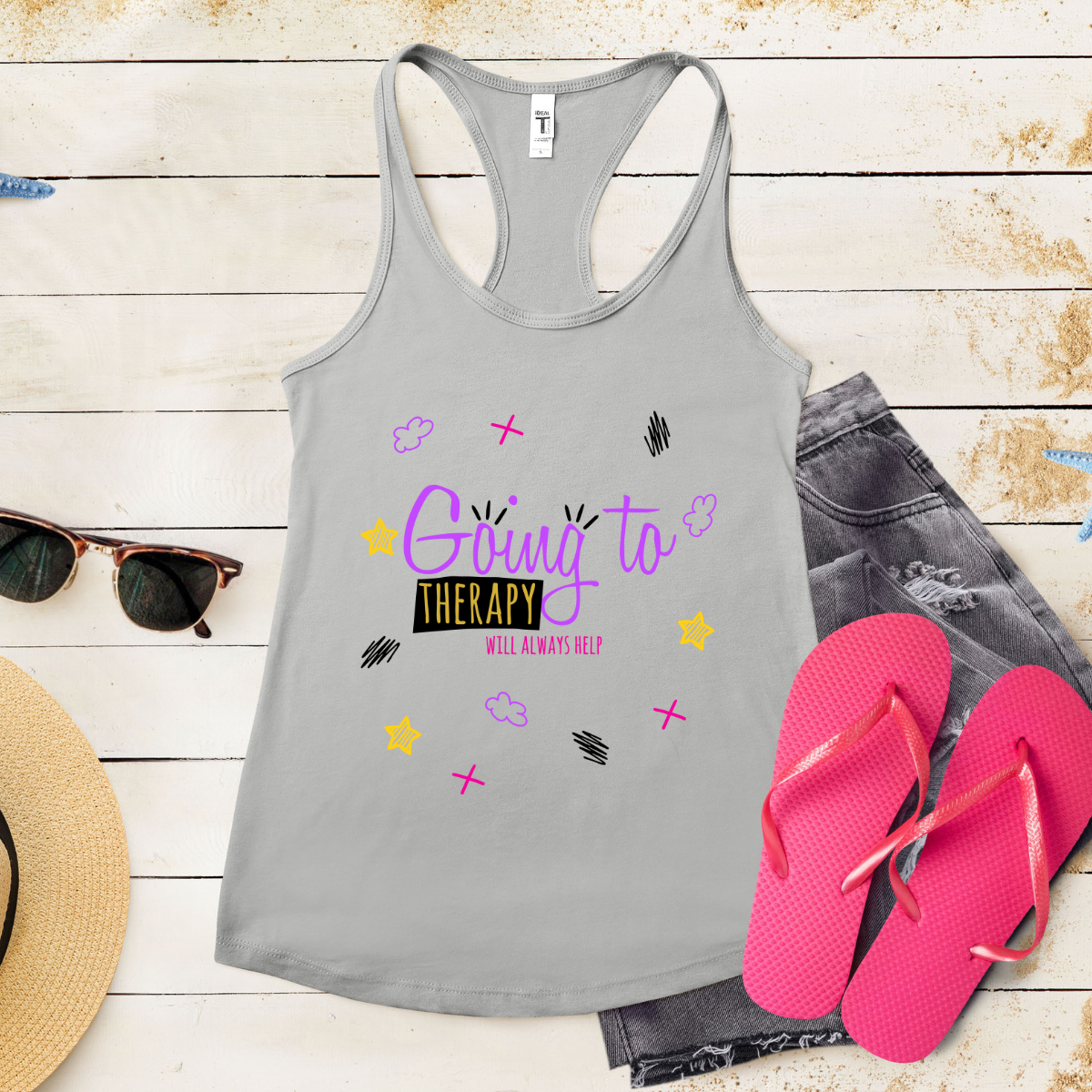 Going To Therapy Will Always Help - Women's Ideal Racerback Tank