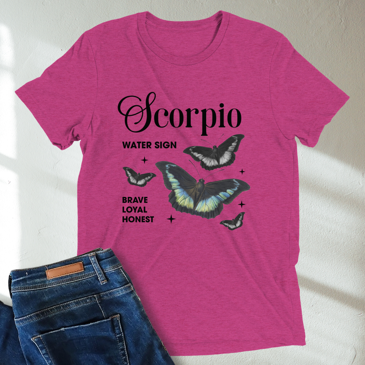 Scorpio Butterfly Zodiac Unisex Tri-Blend Short Sleeve T-Shirt