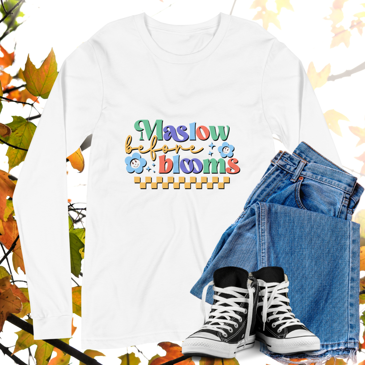 Maslow Before Blooms  - Retro Long Sleeve Tee, Bella + Canvas