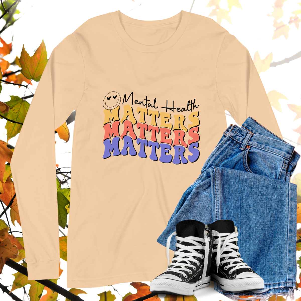 Mental Health Matters  - Retro Long Sleeve Tee, Bella + Canvas