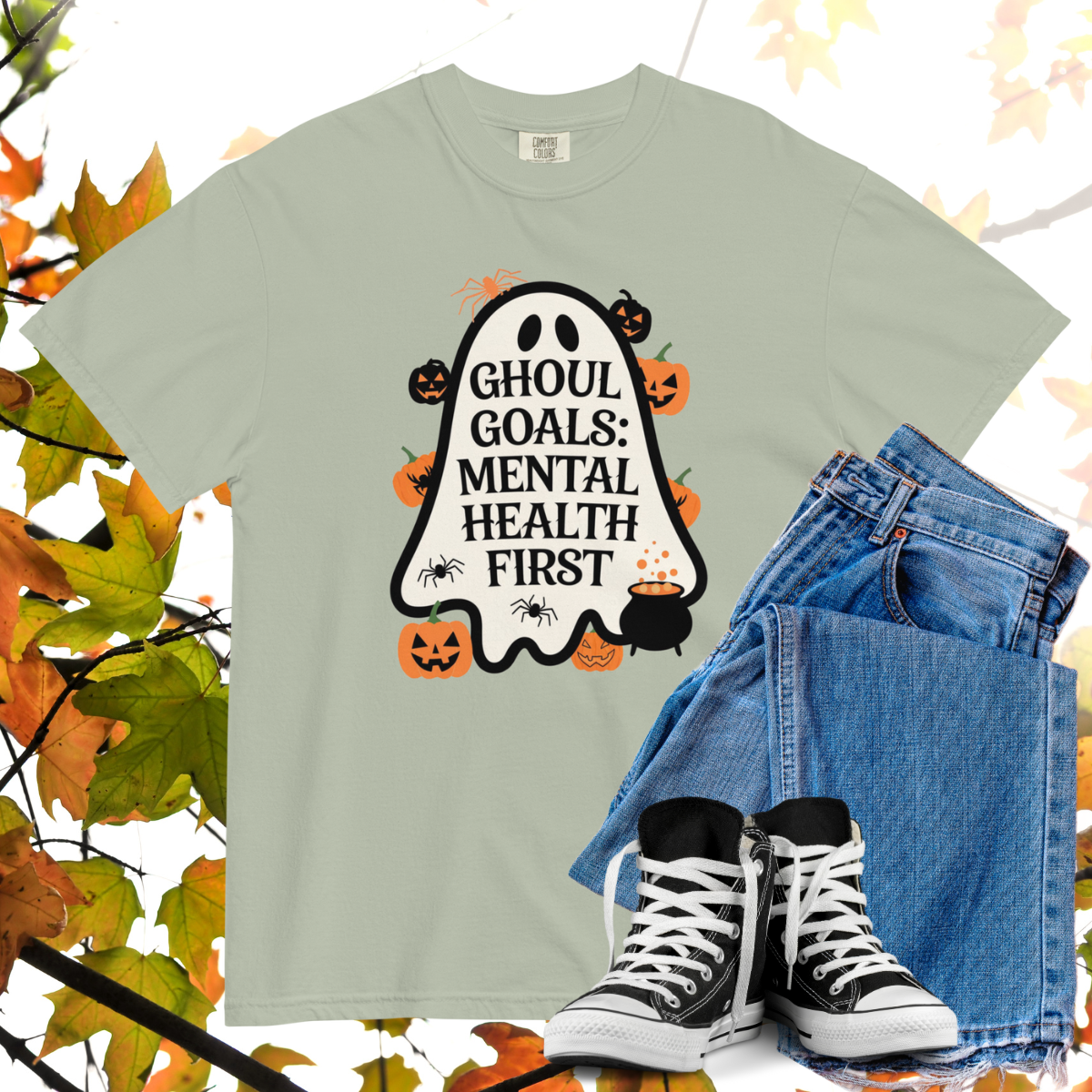 Ghoul Goals: Mental Health First Comfort Colors Heavyweight Halloween T-shirt