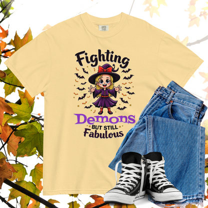 Fighting Demons But Still Fabulous Comfort Colors Heavyweight Halloween T-shirt