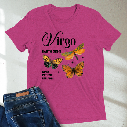 Virgo Butterfly Zodiac Unisex Tri-Blend Short Sleeve T-Shirt