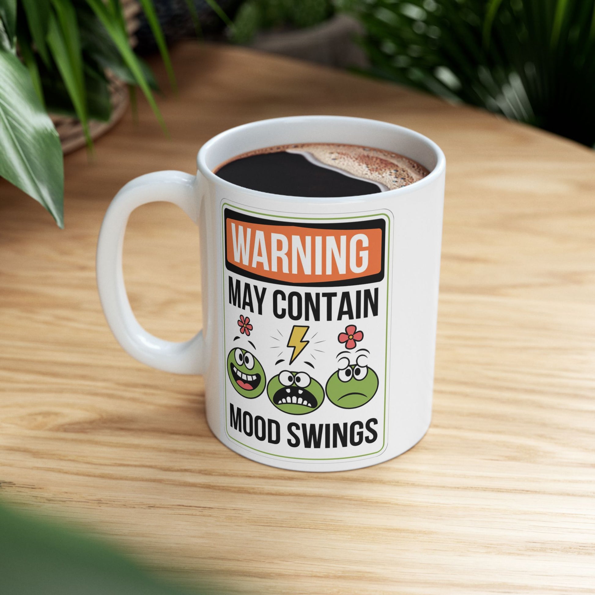 Warning May Contain Mood Swings  - Ceramic Mug, (11oz, 15oz)