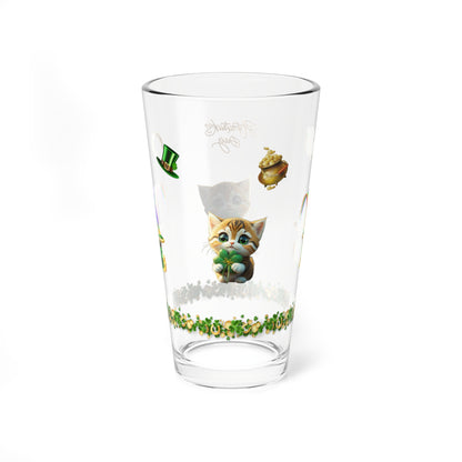 Tranquil Treasures with Tiny Whiskers - St. Patrick's Day Pint Glass, 16oz