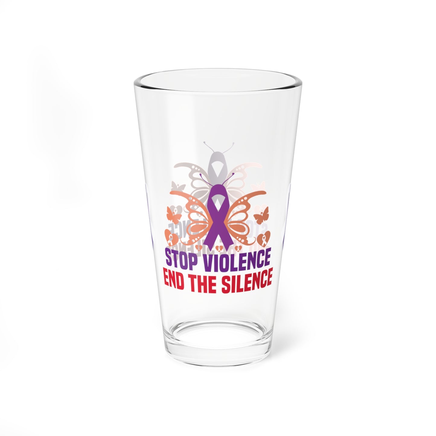 Stop Violence End The Silence 16oz Pint Glass - Stop Abuse, Support Survivors, Break the Silence