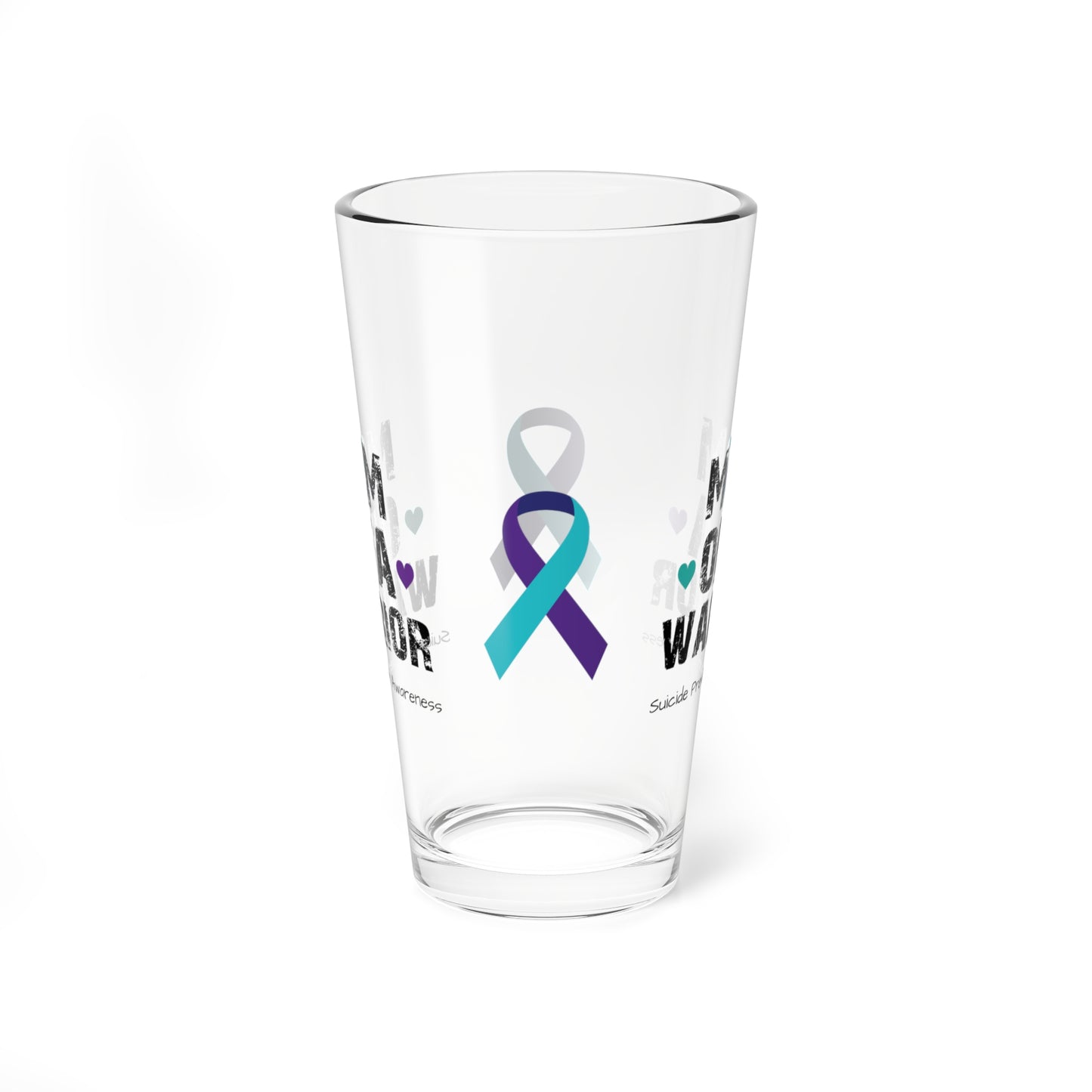 Mom of a Warrior - Suicide Prevention Awareness Warrior Pint Glass, 16oz