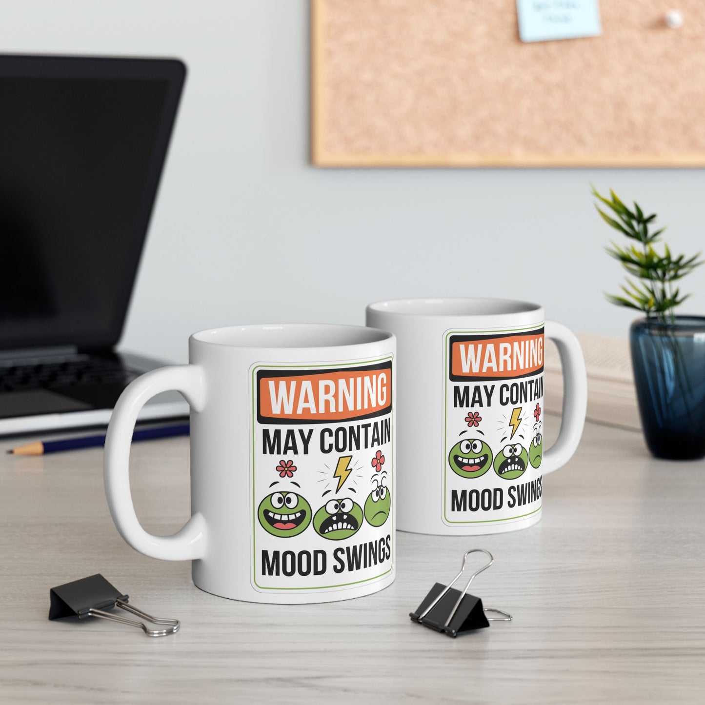 Warning May Contain Mood Swings  - Ceramic Mug, (11oz, 15oz)