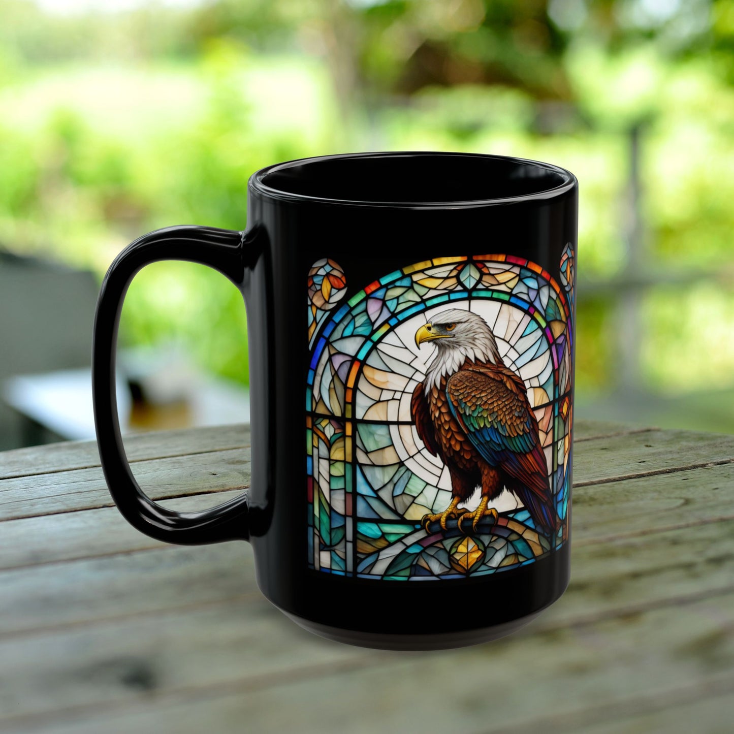 Eagle Personalized Mug, Stained Glass Zoo Animal Design, Unique Ceramic Gift for Wildlife Lovers, Coffee, Tea, & Hot Chocolate Cup