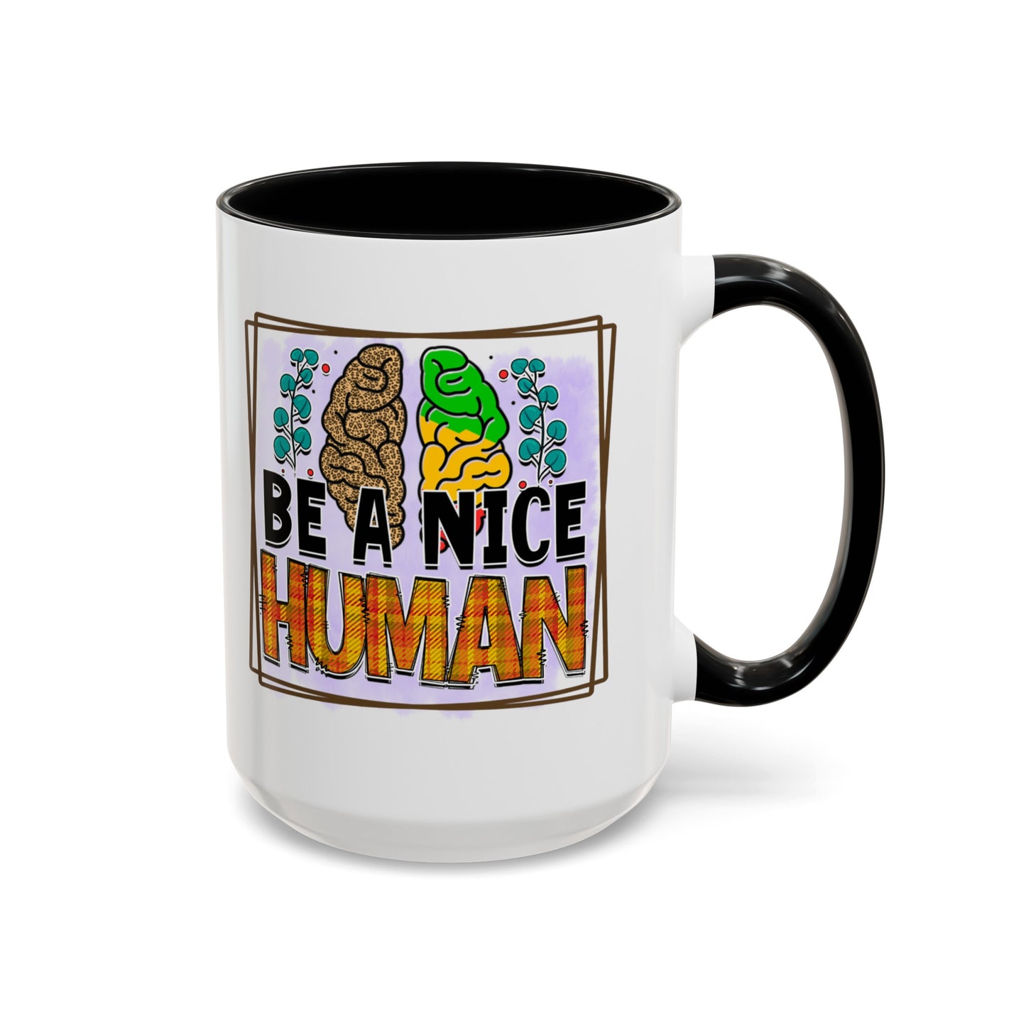 Be A Nice Human - Accent Coffee Mug (11, 15oz)