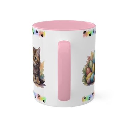 Siberian - Eggstra-Adorable Easter Kitten Two-Tone Coffee Mug, 11oz