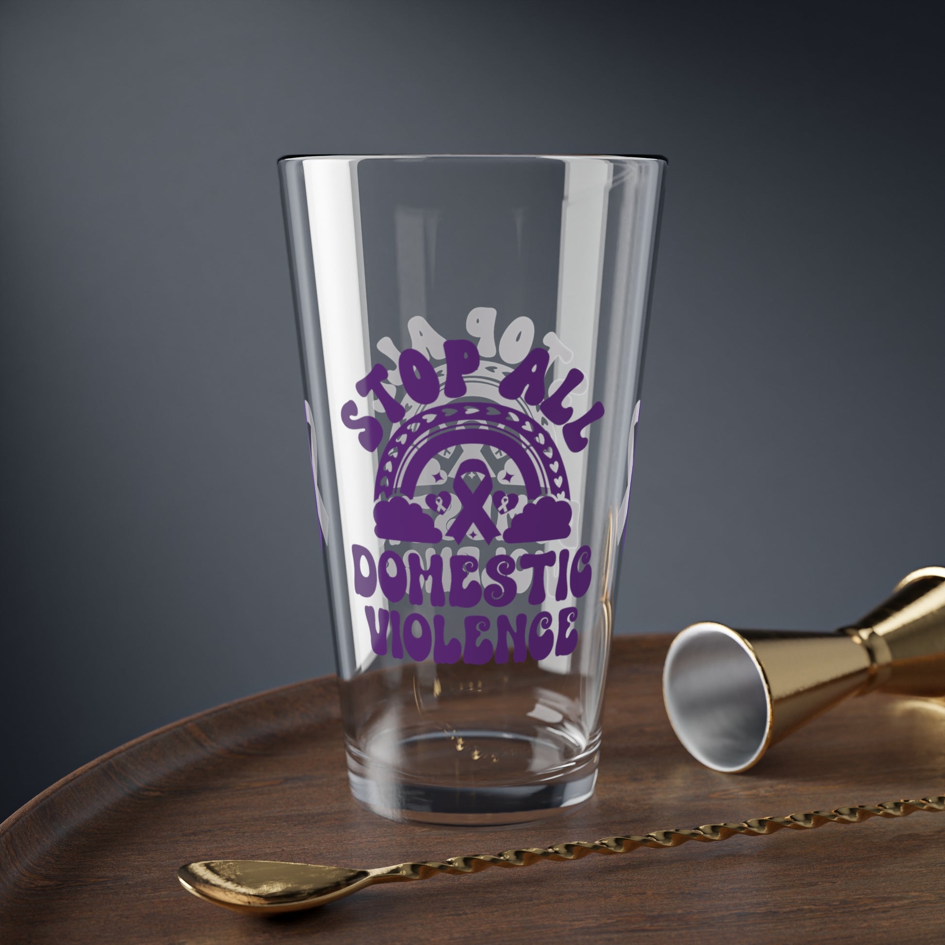 Stop All Domestic Violence 16oz Pint Glass - Stop Abuse, Support Survivors, Break the Silence