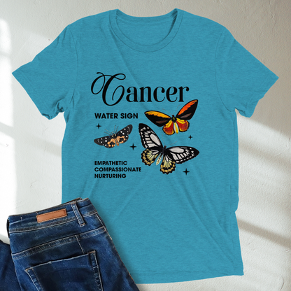 Cancer Butterfly Zodiac Unisex Tri-Blend Short Sleeve T-Shirt