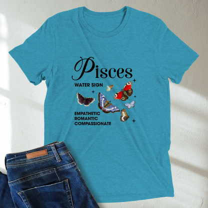 Pisces Butterfly Zodiac Unisex Tri-Blend Short Sleeve T-Shirt