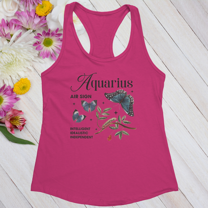 Aquarius Butterfly Zodiac Women's Racerback Tank