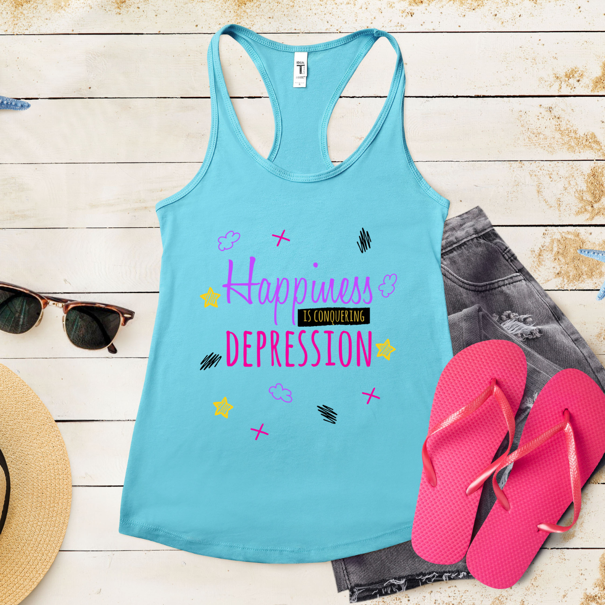 Happiness Is Conquering Depression - Women's Ideal Racerback Tank