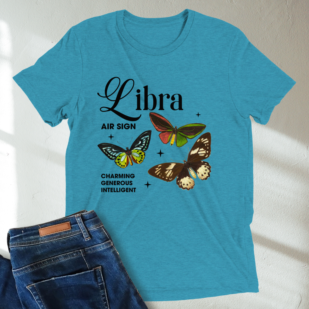 Libra Butterfly Zodiac Unisex Tri-Blend Short Sleeve T-Shirt