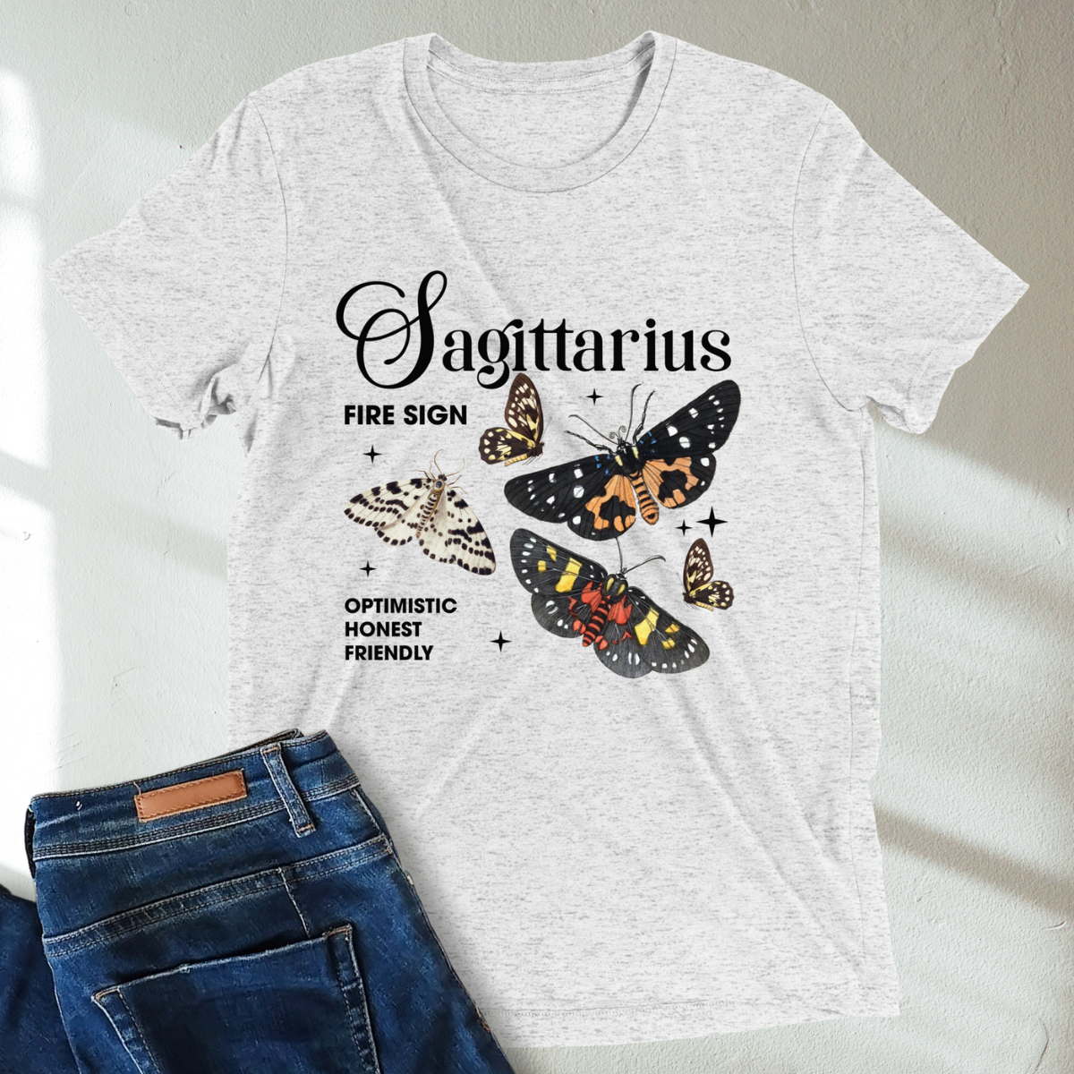 Sagittarius Butterfly Zodiac Unisex Tri-Blend Short Sleeve T-Shirt