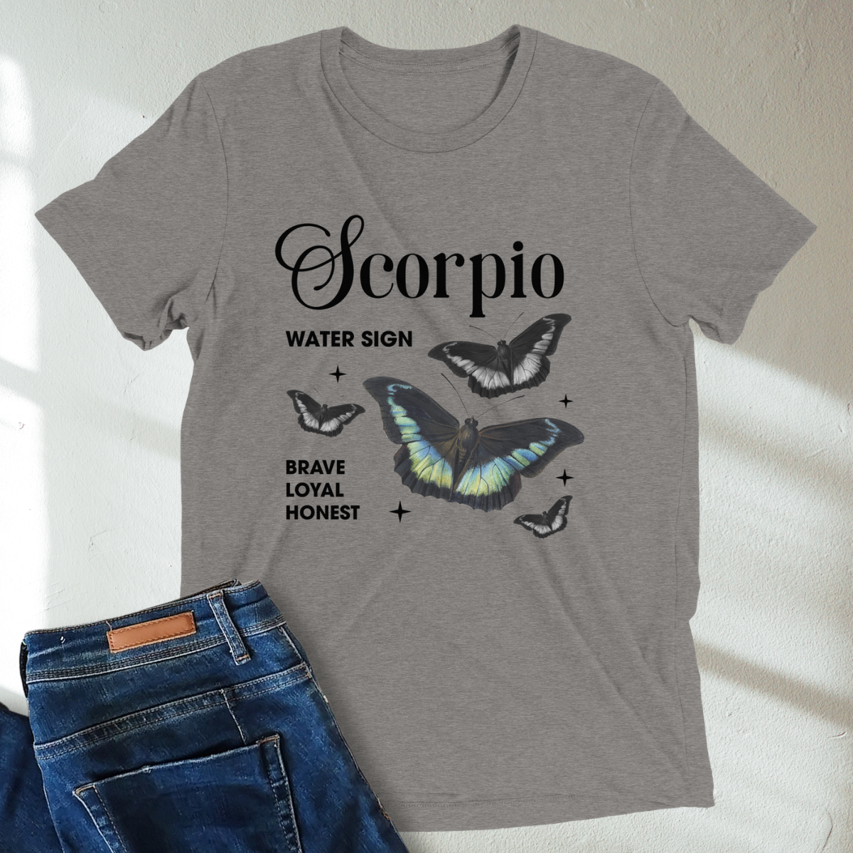 Scorpio Butterfly Zodiac Unisex Tri-Blend Short Sleeve T-Shirt