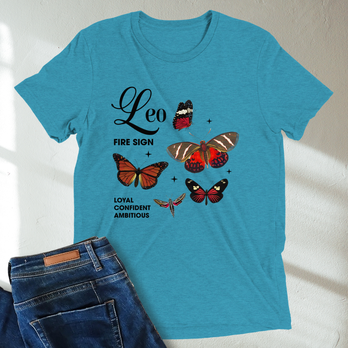 Leo Butterfly Zodiac Unisex Tri-Blend Short Sleeve T-Shirt