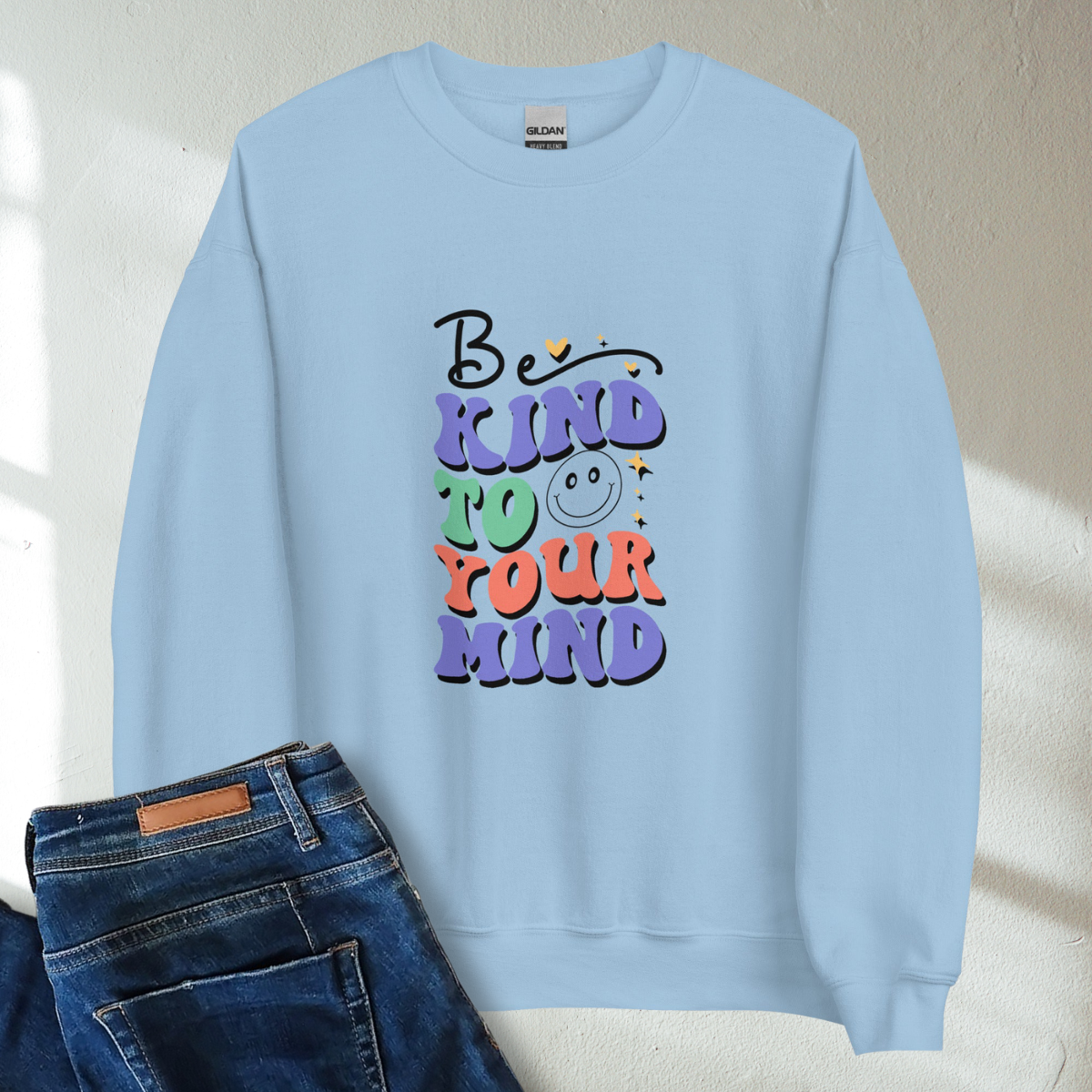 Be Kind To Your Mind Retro Mental Health Awareness Crew Neck Sweatshirt - Cozy & Inspirational