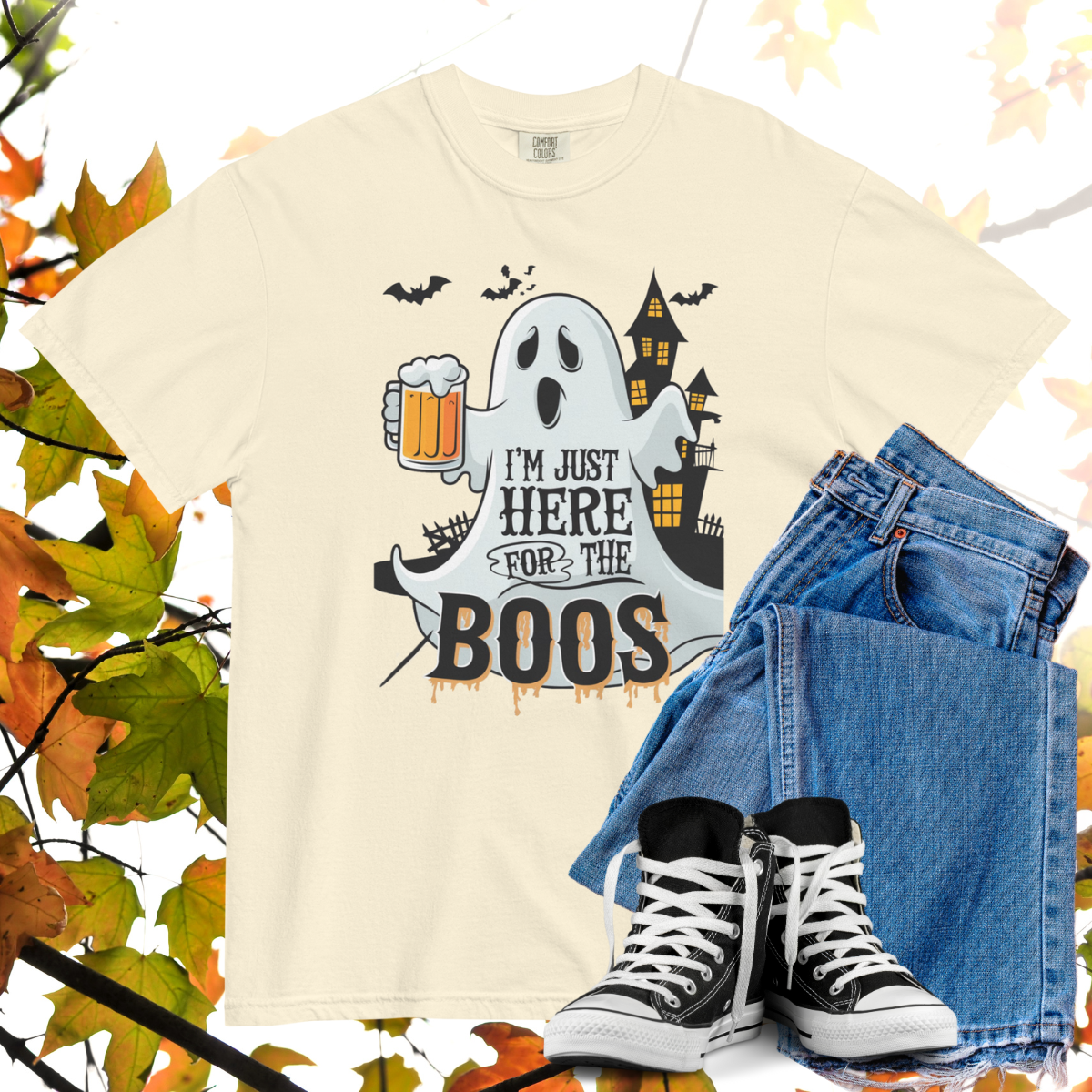 I'm Just Here For The Boos Comfort Colors Heavyweight Halloween T-shirt