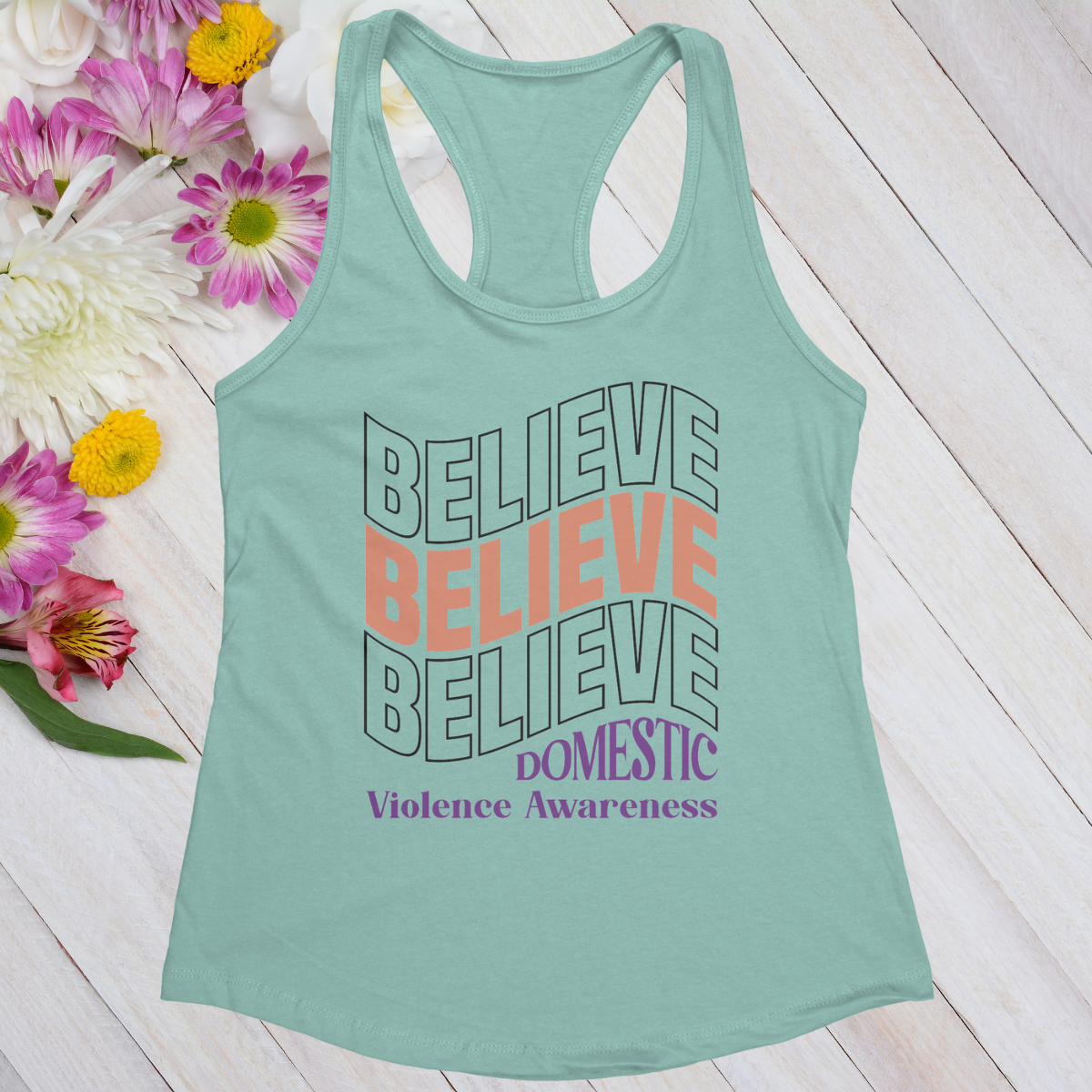 Believe Believe Believe Women's Ideal Racerback Tank