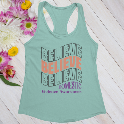 Believe Believe Believe Women's Ideal Racerback Tank