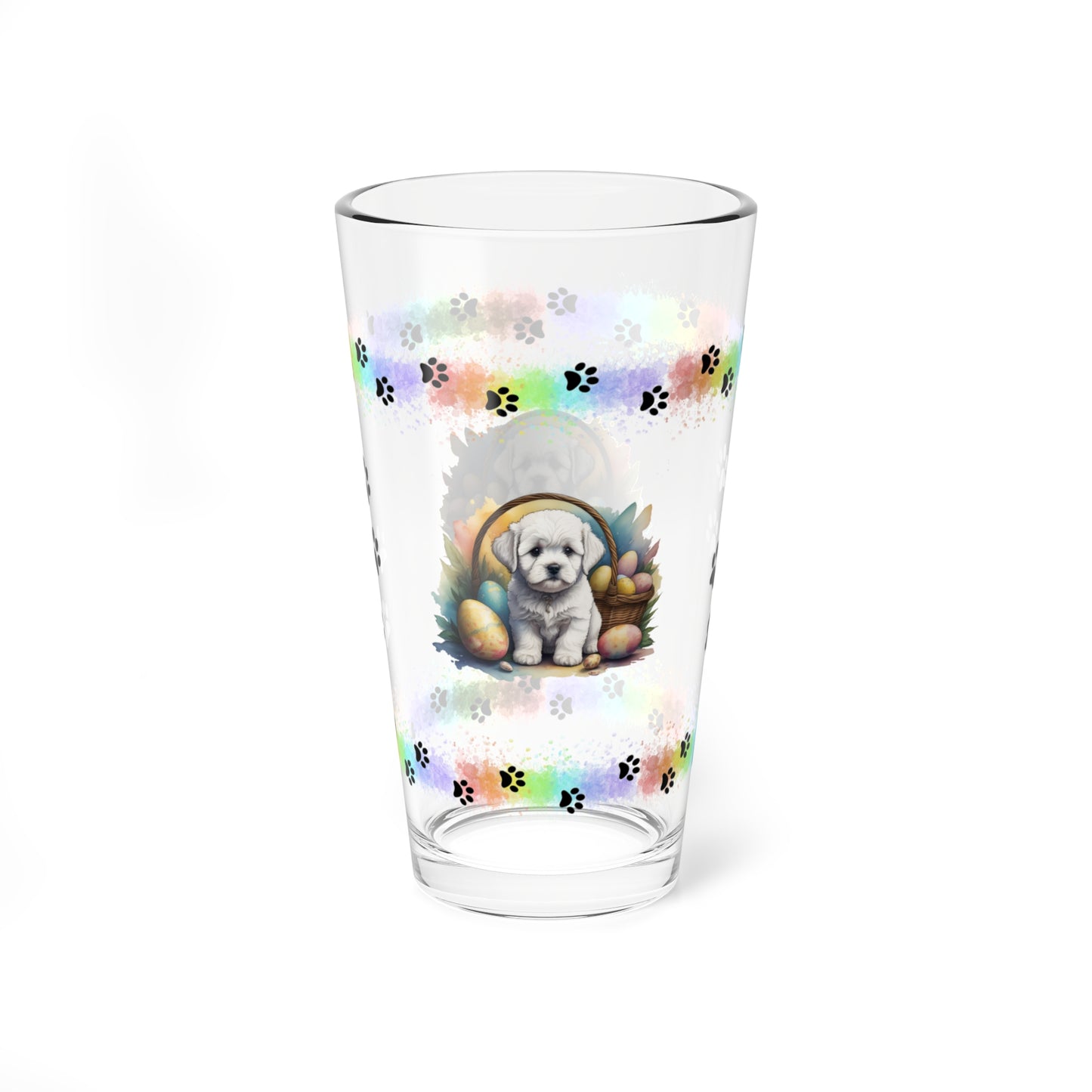 Bichon Frise - Pawsitively Joyful Easter Puppy - Pint Glass, 16oz