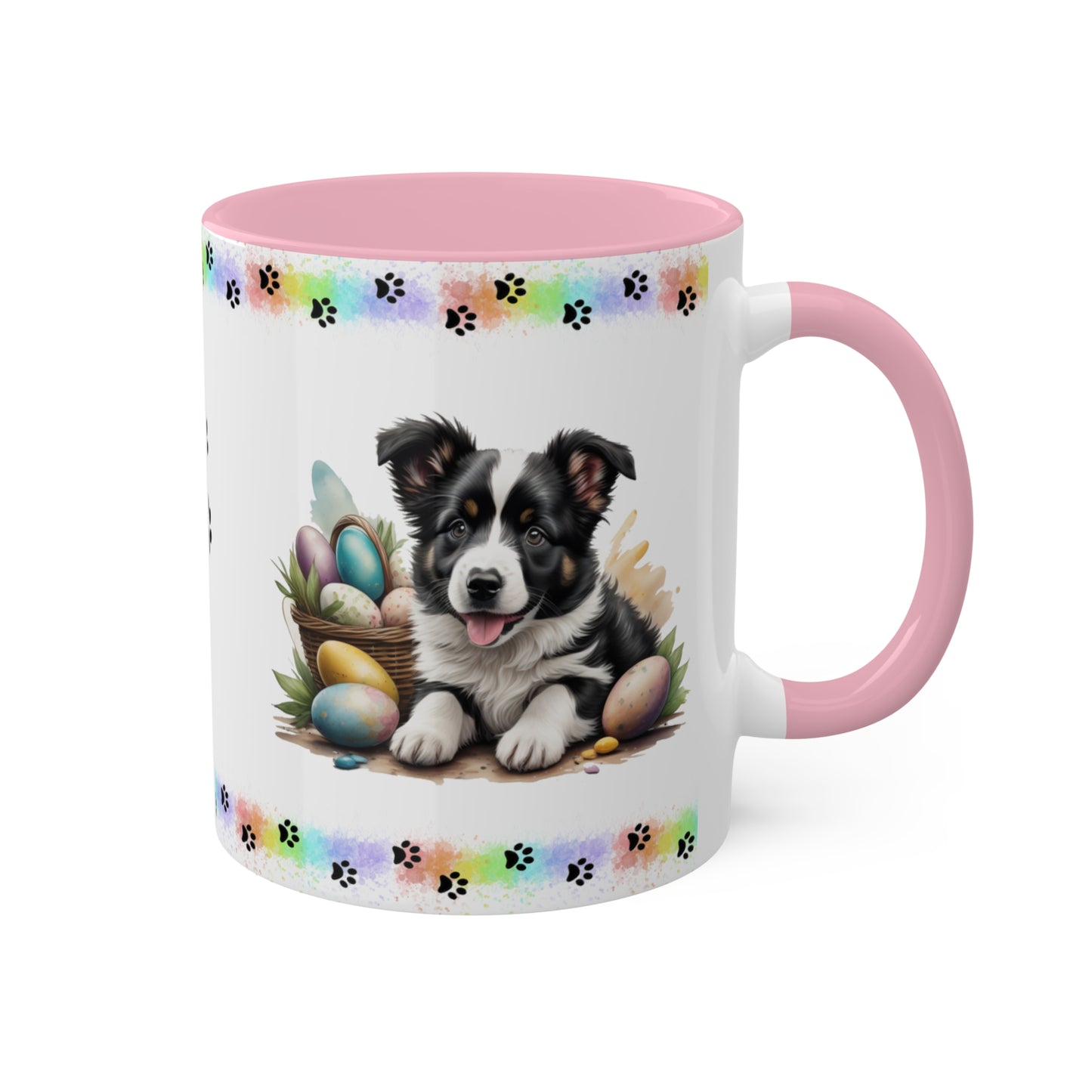 Border Collie - Eggstra-Adorable Easter Puppy Two-Tone Coffee Mug, 11oz