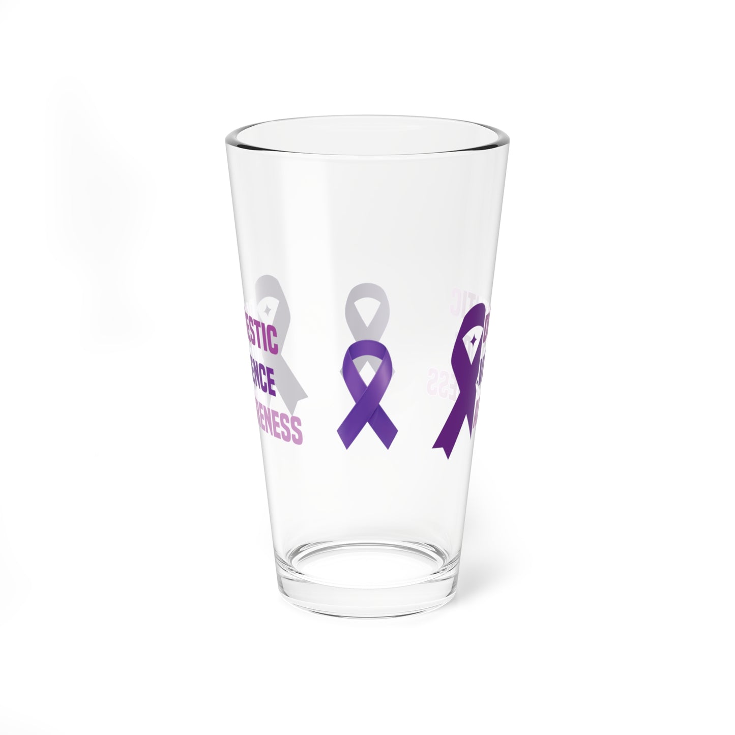 Domestic Violence Awareness 16oz Pint Glass - Stop Abuse, Support Survivors, Break the Silence