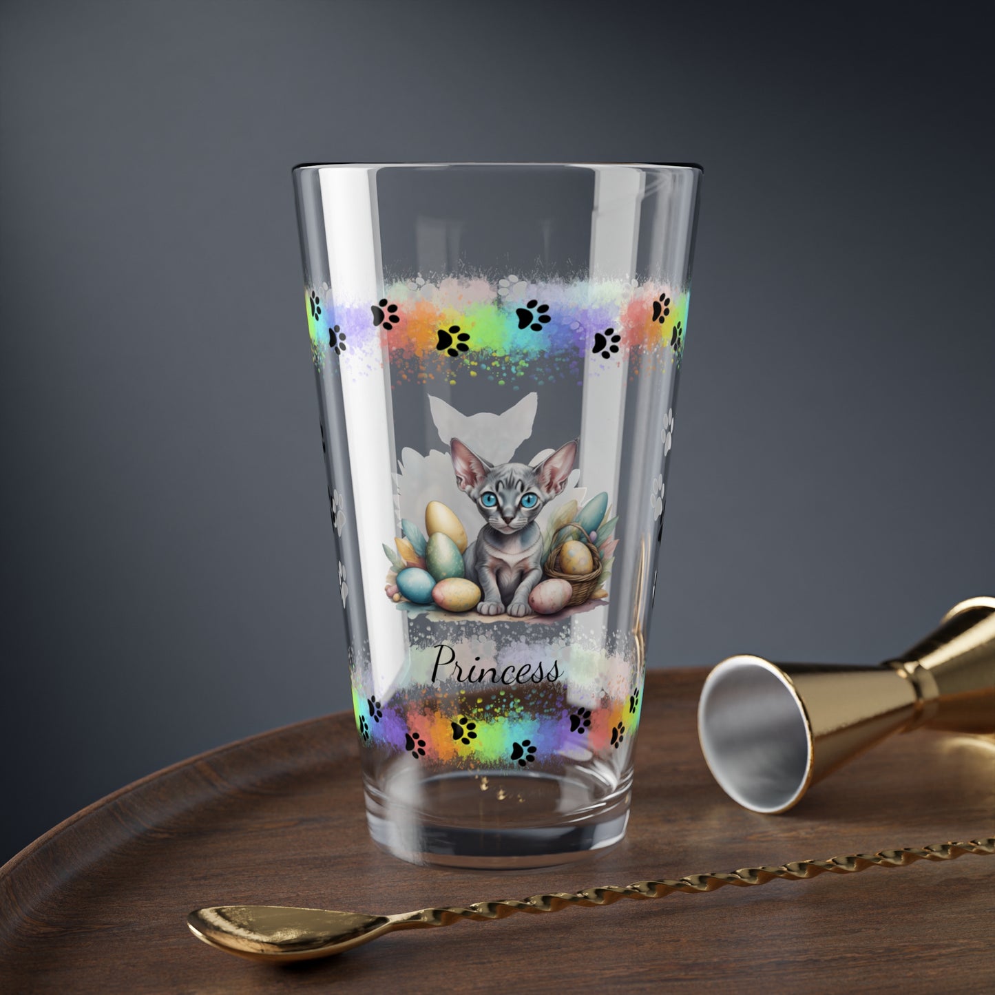 Sphynx Easter Kitten 16oz Pint Glass - Personalized Cat-Themed Gift, Mental Health Drinkware, Holiday Décor & Easter Celebration