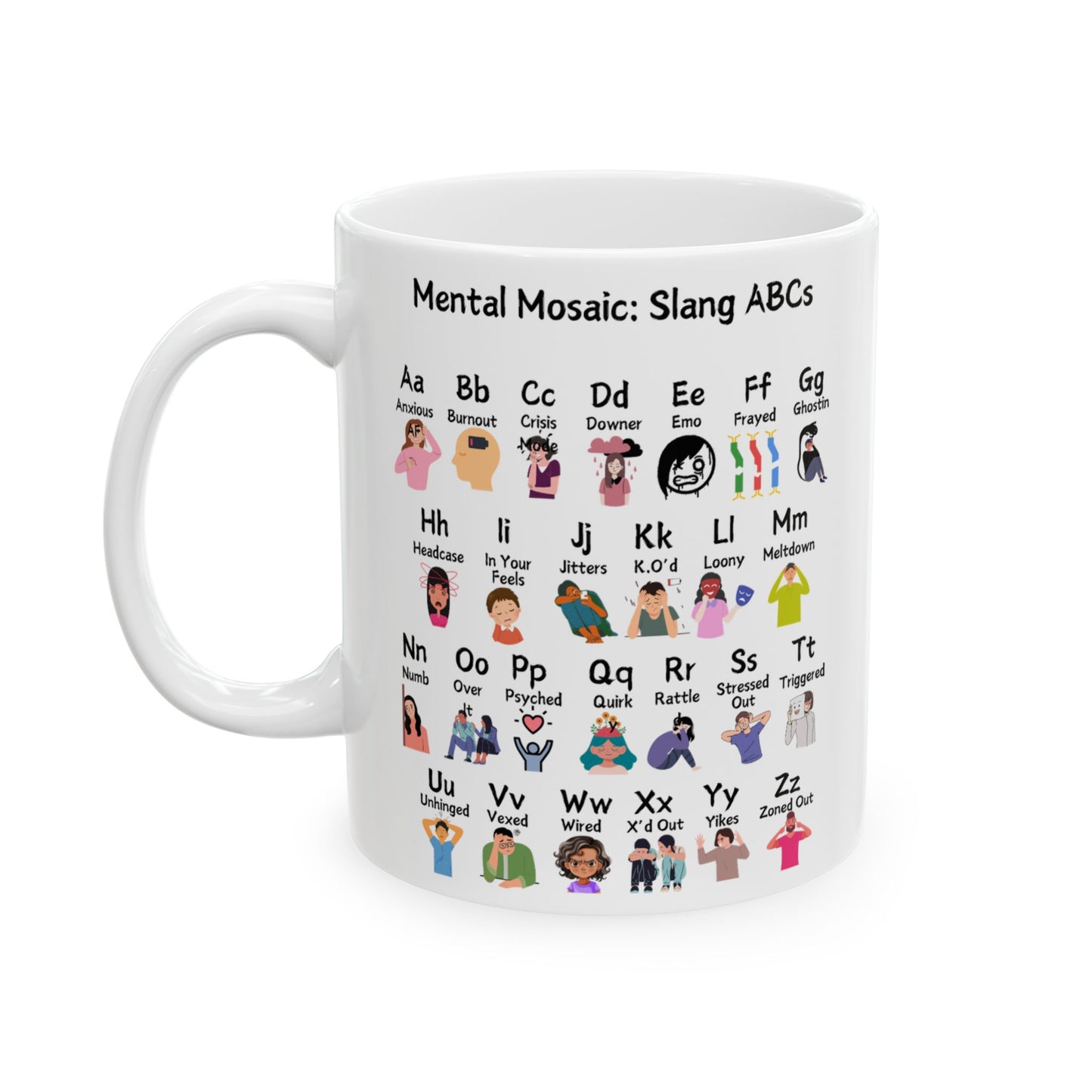 Mental Mosaic: Slang ABCs Ceramic Mug, (11oz, 15oz)