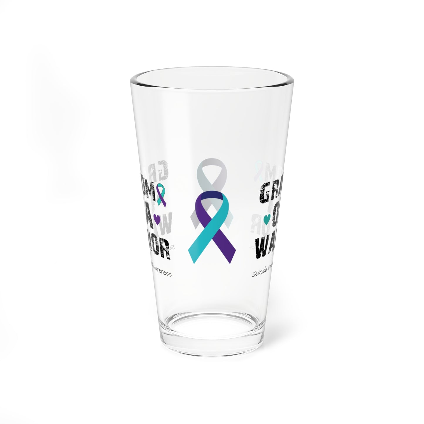 Grandma of a Warrior - Suicide Prevention Awareness Warrior Pint Glass, 16oz