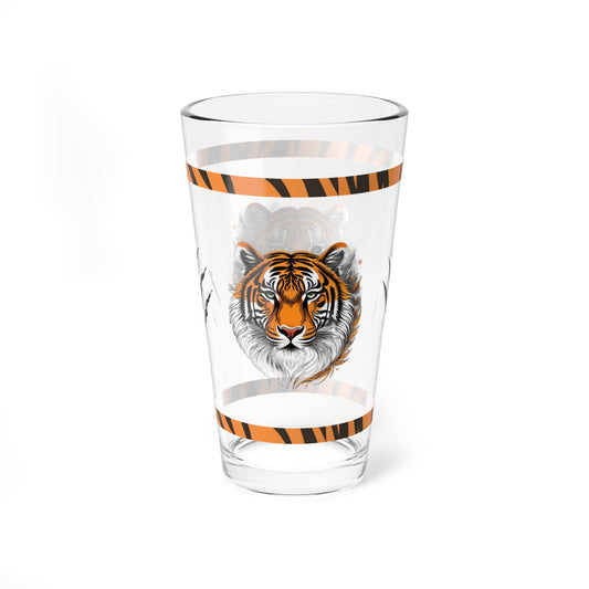 Bold Resilience: Tiger-Inspired Pint Glass, 16oz