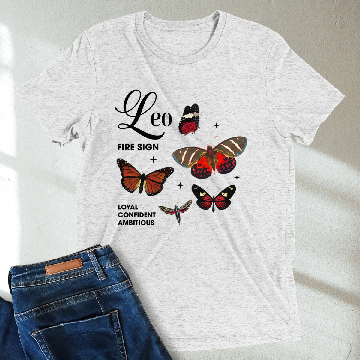 Leo Butterfly Zodiac Unisex Tri-Blend Short Sleeve T-Shirt