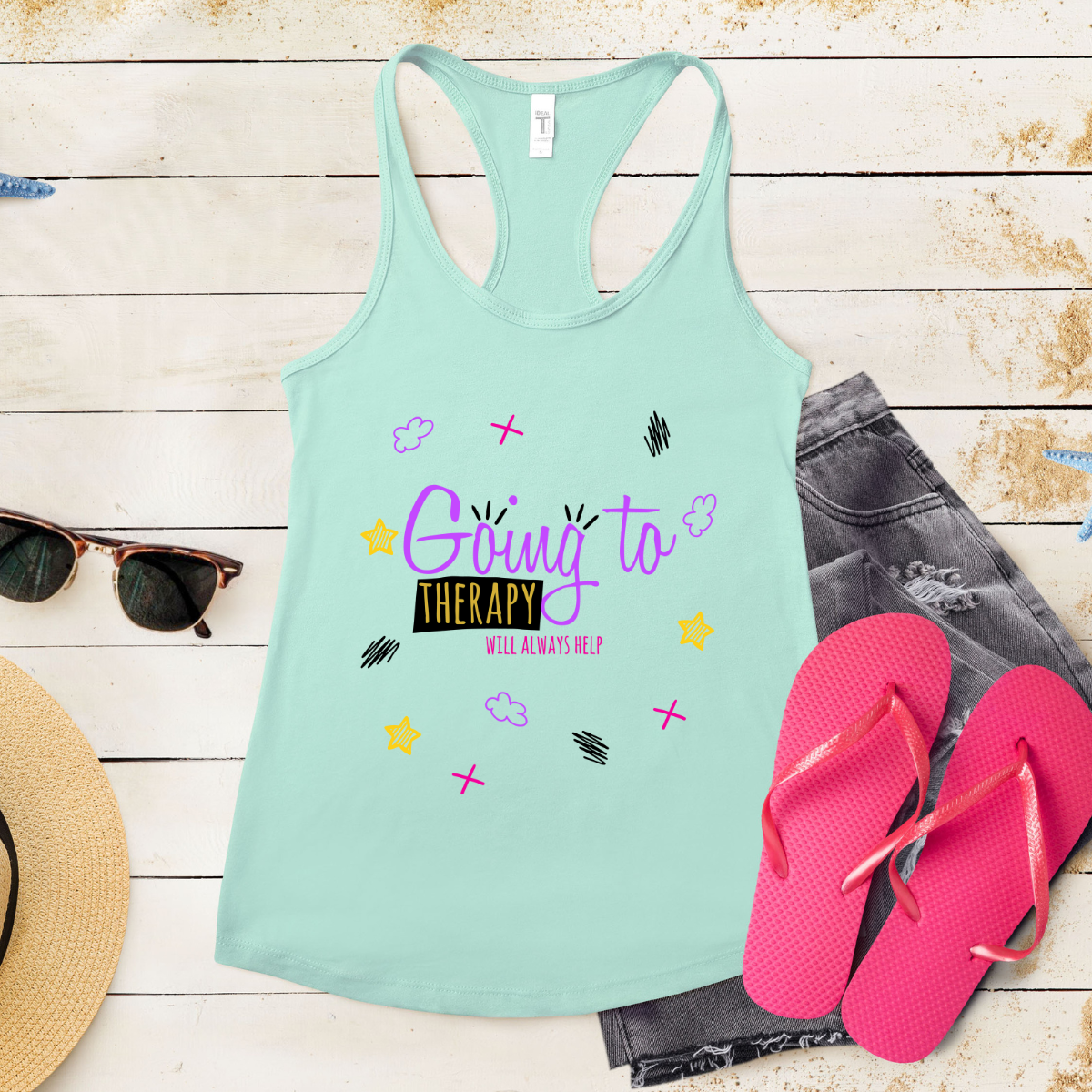 Going To Therapy Will Always Help - Women's Ideal Racerback Tank