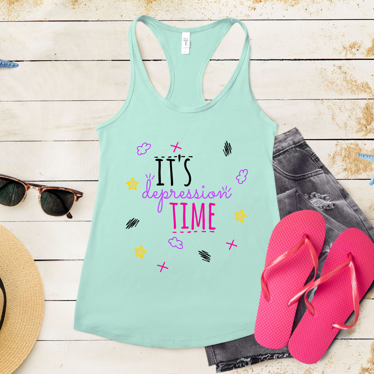 It's Depression Time - Women's Ideal Racerback Tank