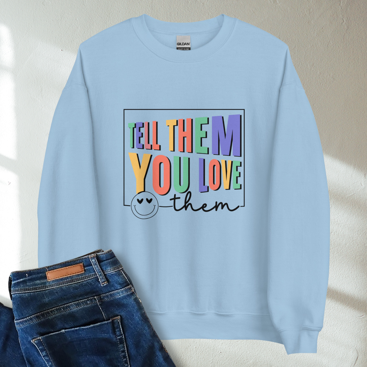 Tell Them You Love Them Retro Mental Health Awareness Crew Neck Sweatshirt - Cozy & Inspirational