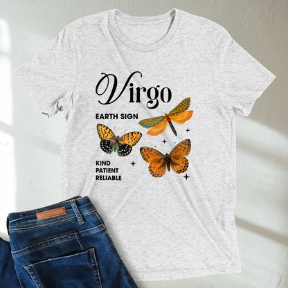 Virgo Butterfly Zodiac Unisex Tri-Blend Short Sleeve T-Shirt