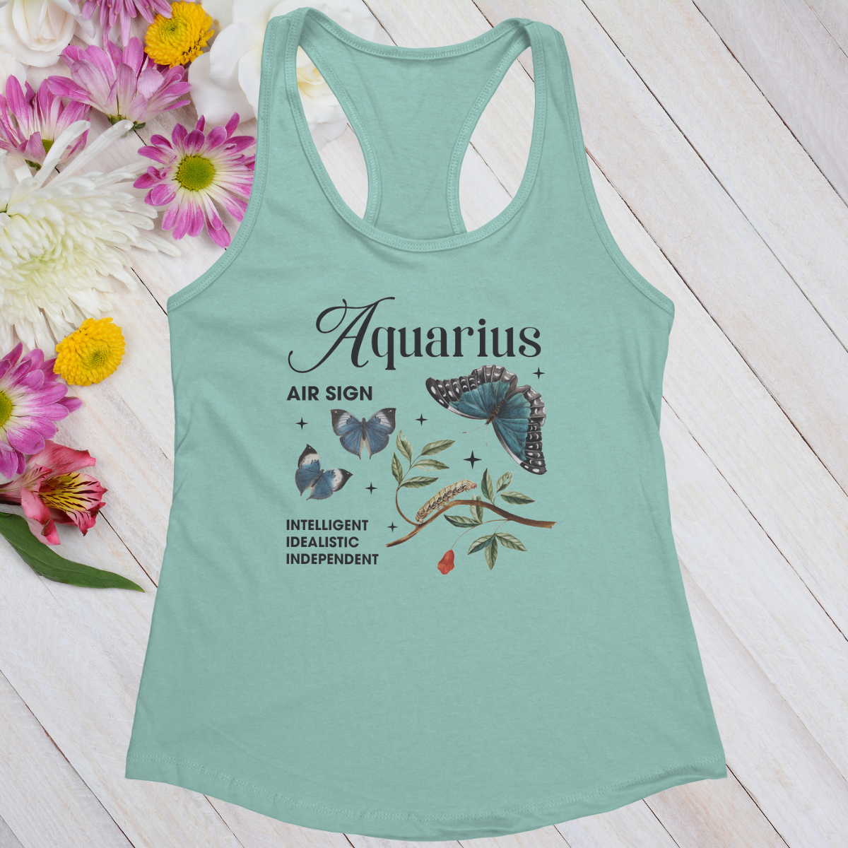 Aquarius Butterfly Zodiac Women's Racerback Tank