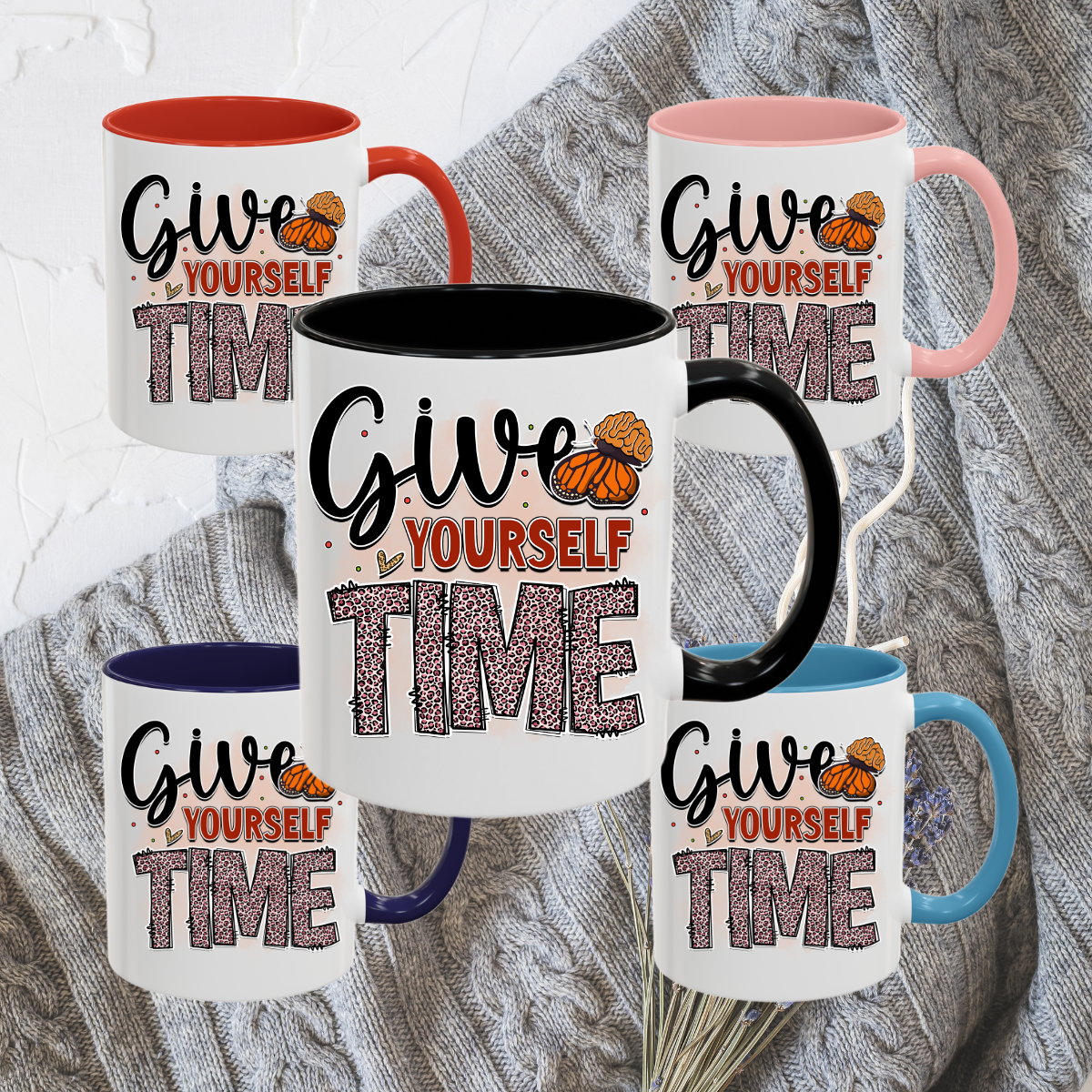 Give Yourself Time - Accent Coffee Mug (11, 15oz)