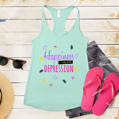 Happiness Is Conquering Depression - Women's Ideal Racerback Tank