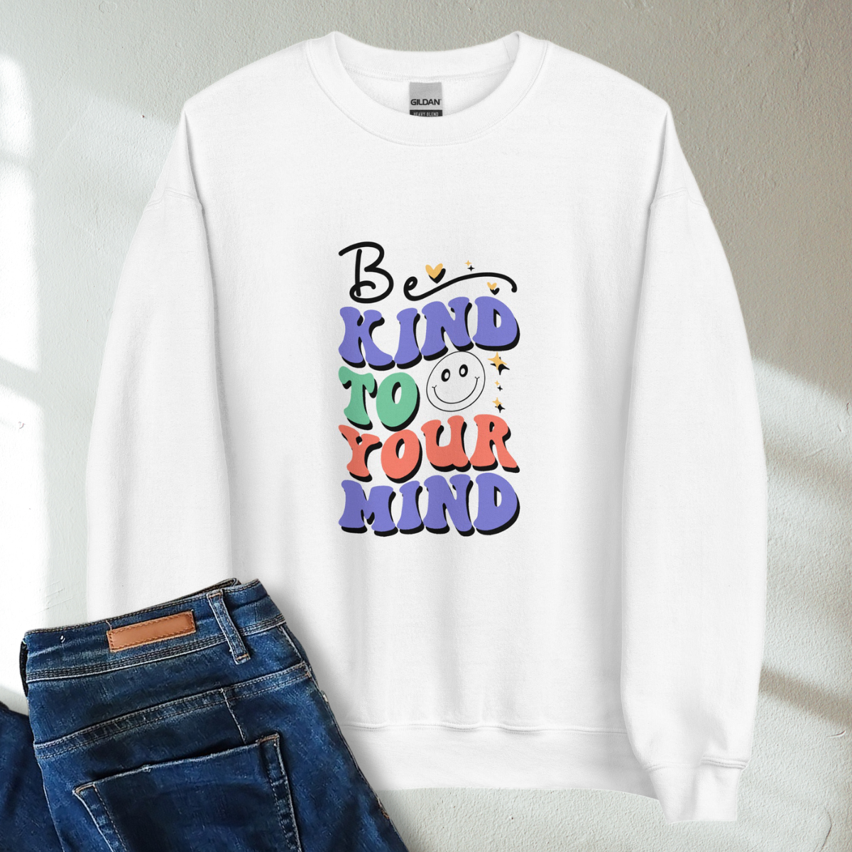 Be Kind To Your Mind Retro Mental Health Awareness Crew Neck Sweatshirt - Cozy & Inspirational