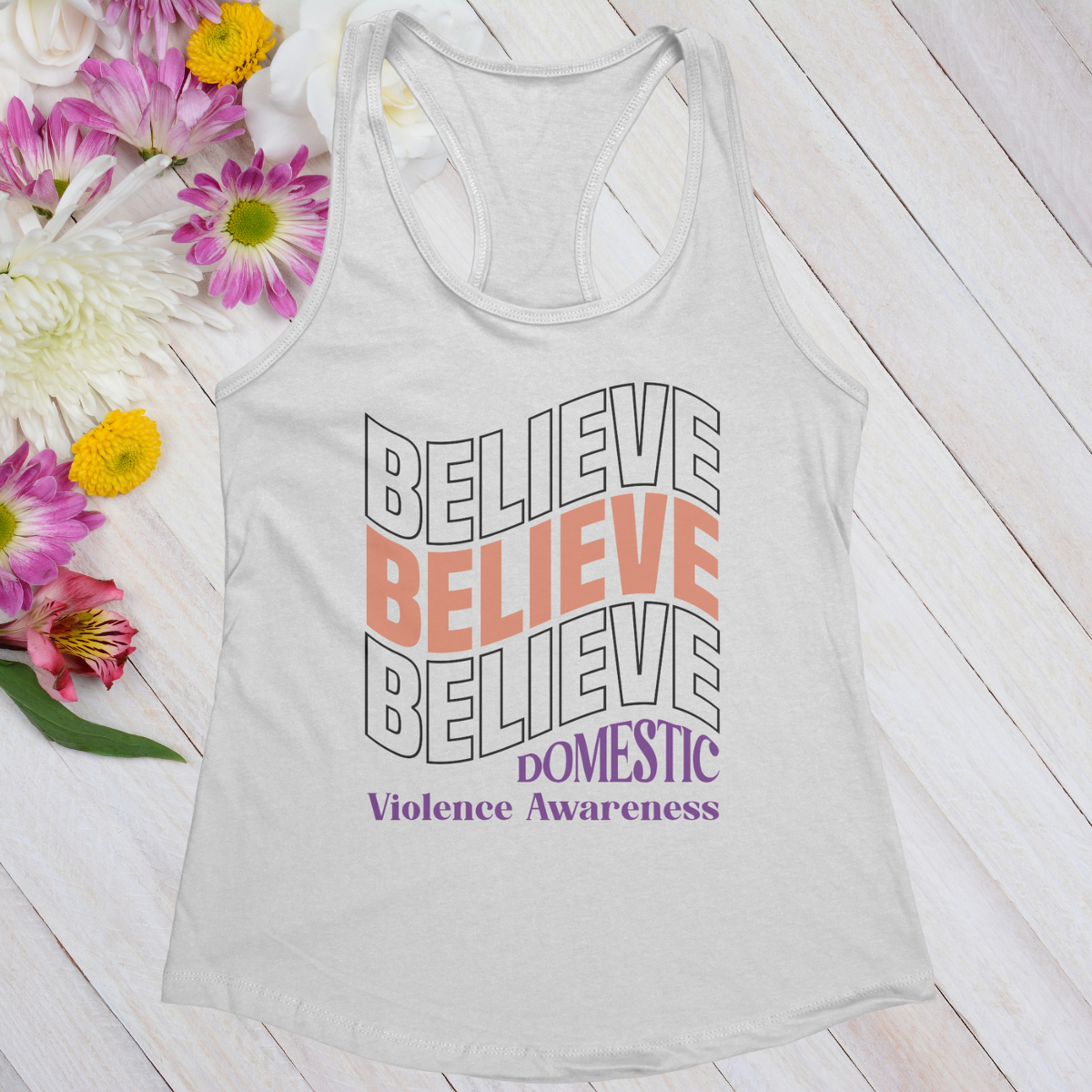 Believe Believe Believe Women's Ideal Racerback Tank