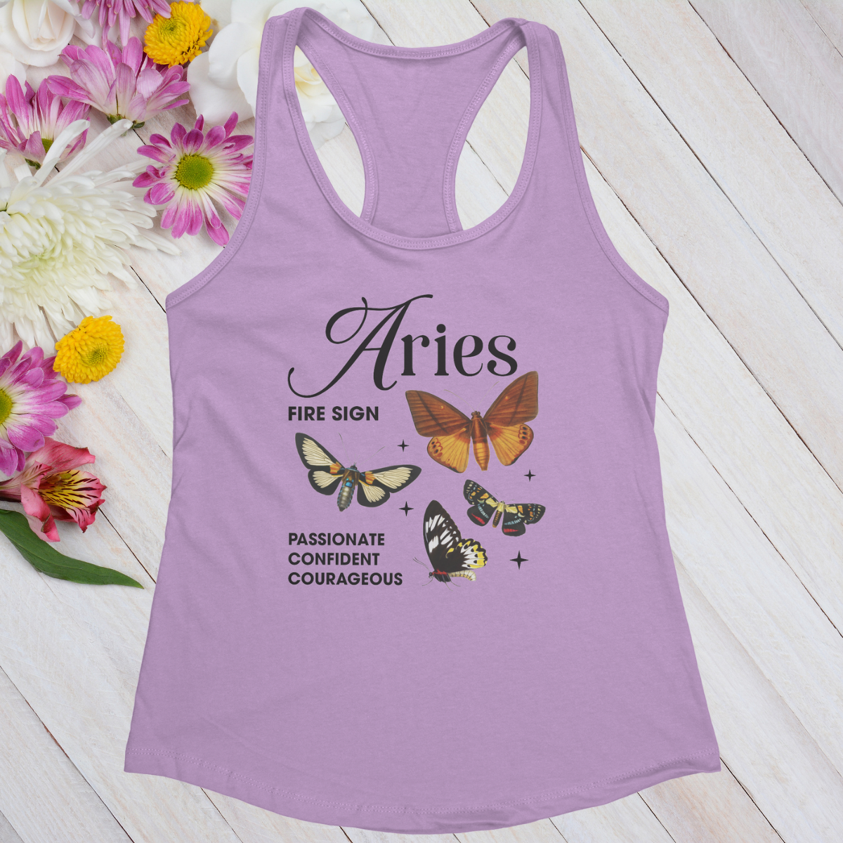 Aries Butterfly Zodiac Women's Racerback Tank