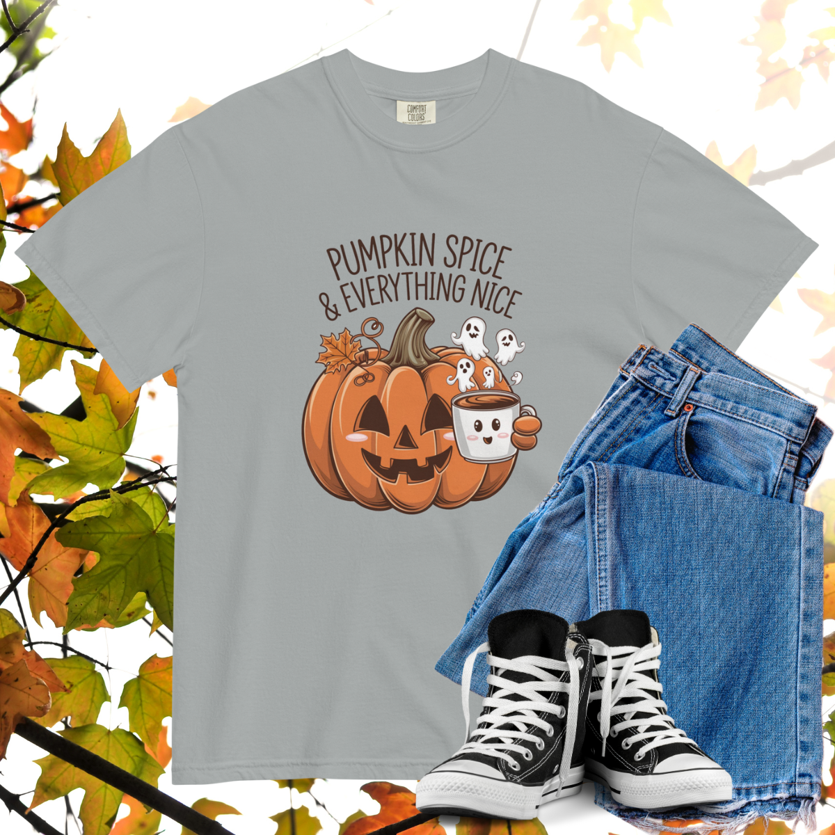 Pumpkin Spice And Everything Nice Comfort Colors Heavyweight Halloween T-shirt