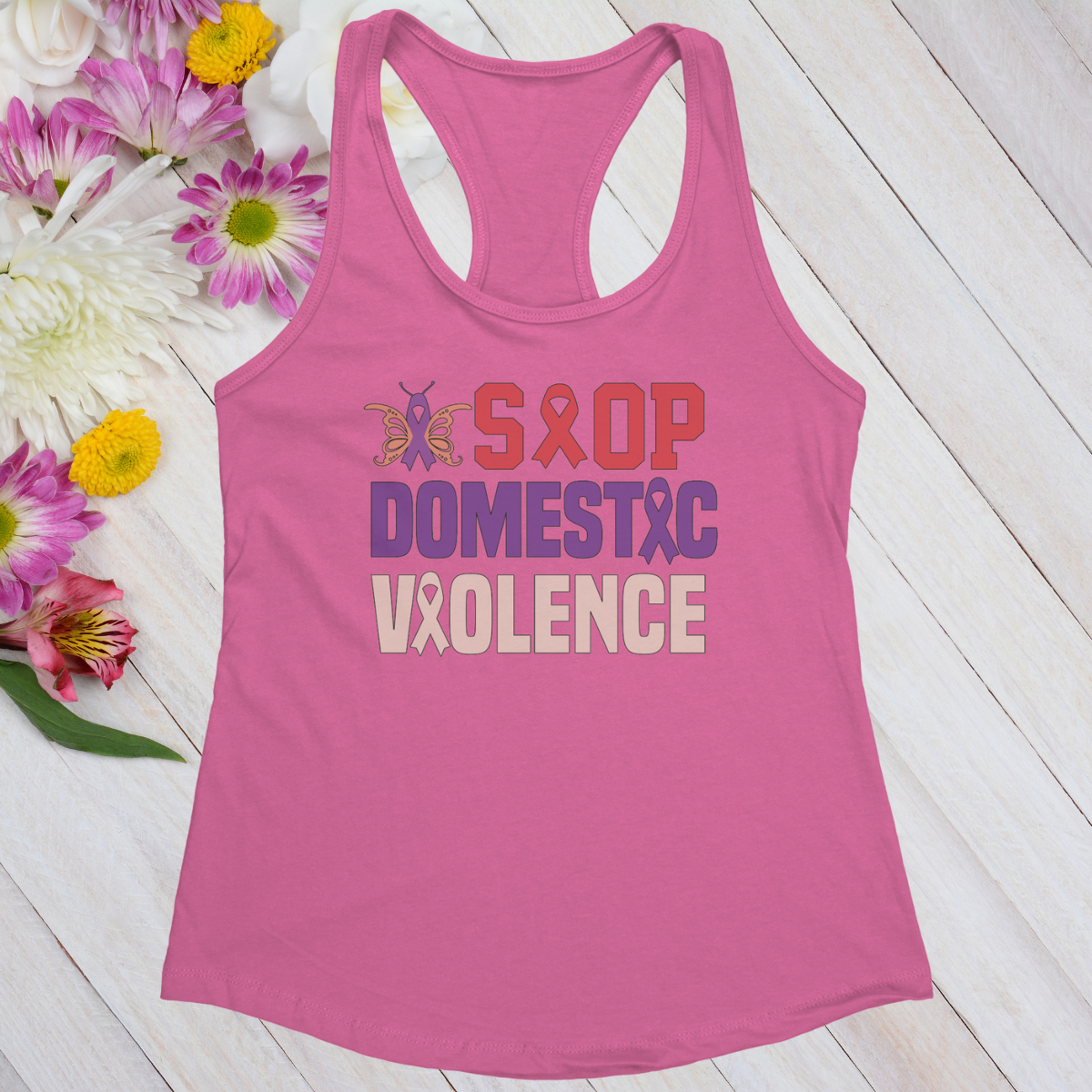 Stop Domestic Violence Women's Ideal Racerback Tank