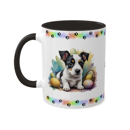 Jack Russel Terrier - Eggstra-Adorable Easter Puppy Two-Tone Coffee Mug, 11oz